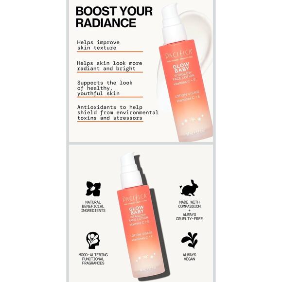 NIB Pacifica Glow Baby VitaGlow Lotion, Setting Mist, Eye Cream, Exfoliant NEW! - Picture 9 of 10